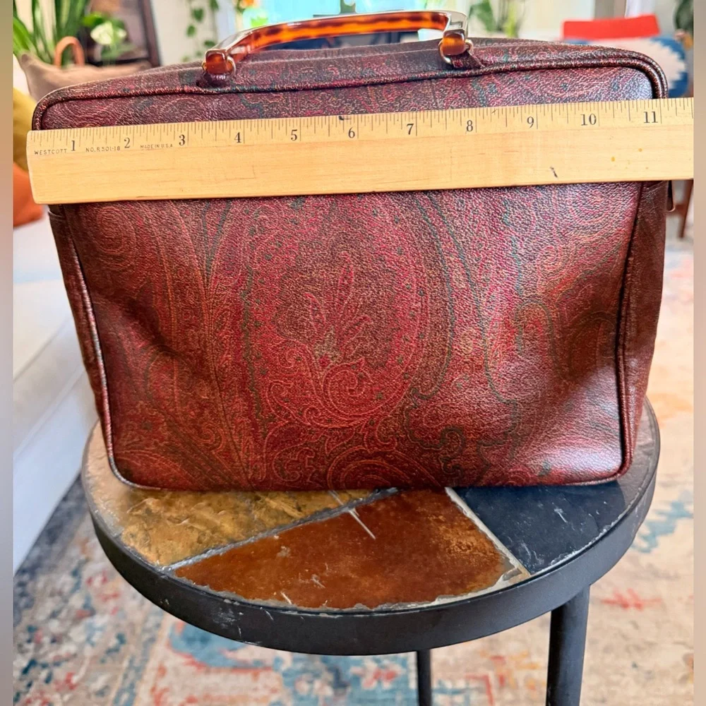 Vintage Etro Milano Handbag with Tortoiseshell  Handles. Classic‎ Paisley Print
